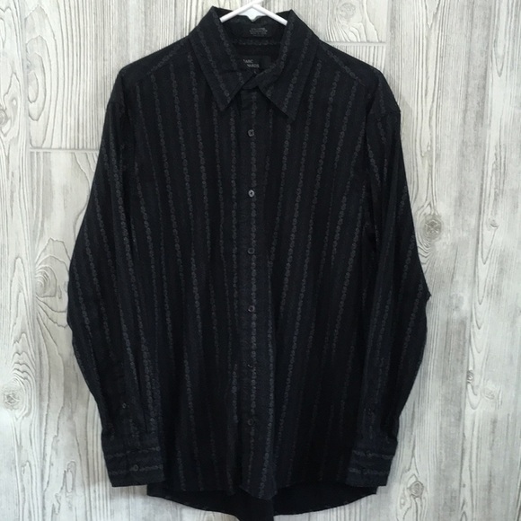 𝅺MARC Edwards Black Dress Shirt Floral Size Large - Picture 1 of 7